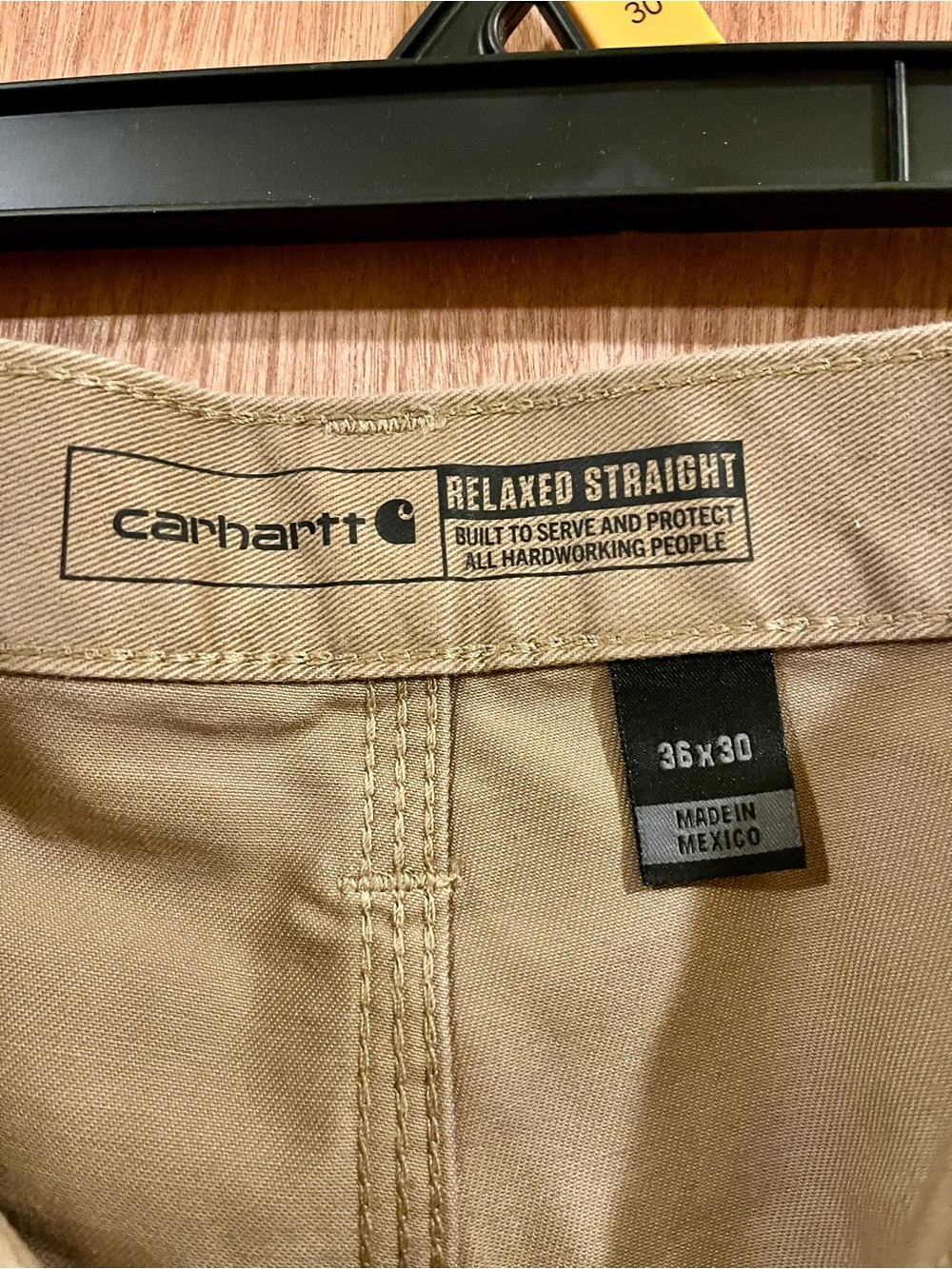 Carhartt Men's Khaki Relaxed Straight Twill Dungaree-New with Tags - Picture 5 of 6